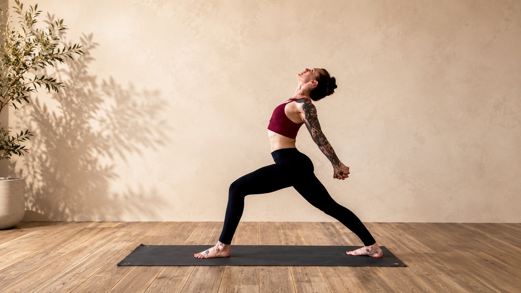 Woman practicing therapeutic yoga in a quiet studio